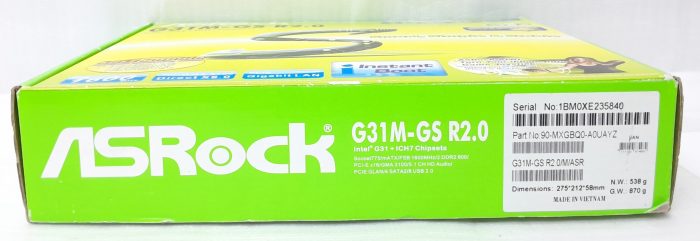 Asrock Motherboard Intel Core 2 Duo With I/O Shield G31M-GS R2.0 DDR2 - Image 3