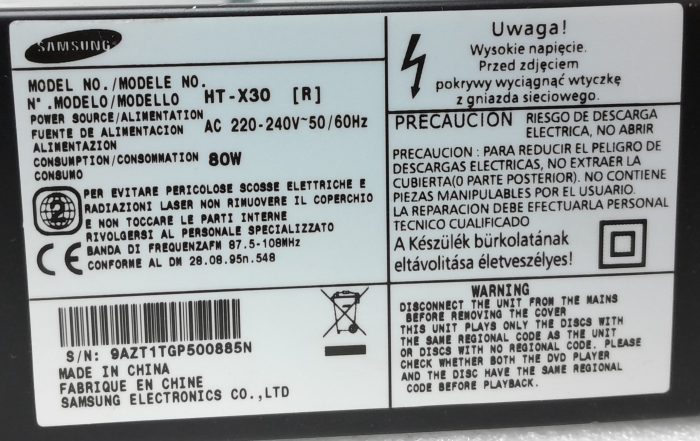 Samsung DVD Player HT-X30 - Image 3