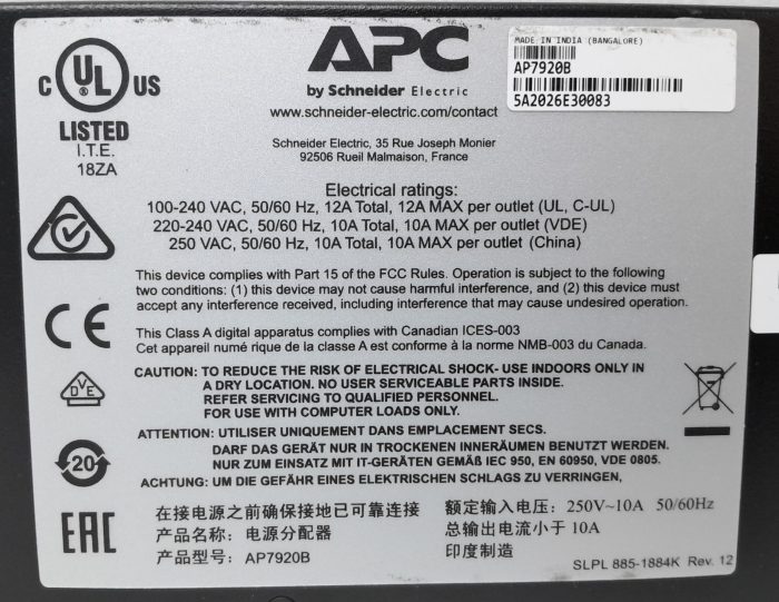 APC Power Distribution Unit AP7920B - Image 3