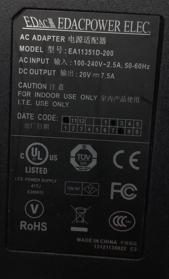 Edac AC Power Adapter EA11351D-200 - Image 3