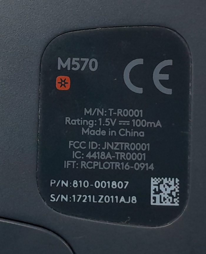 Logitech Wireless Trackball Mouse M570 T-R0001 - Image 3