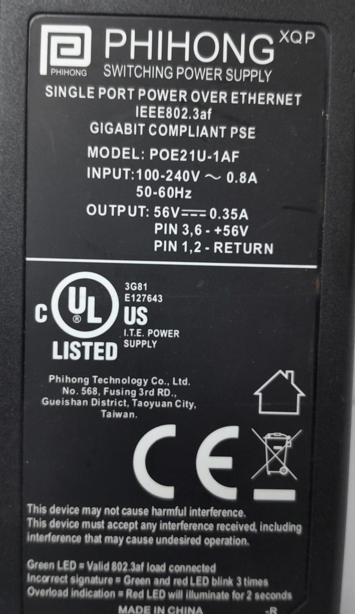 Phihong PoE Adapter POE21U-1AF - Image 3