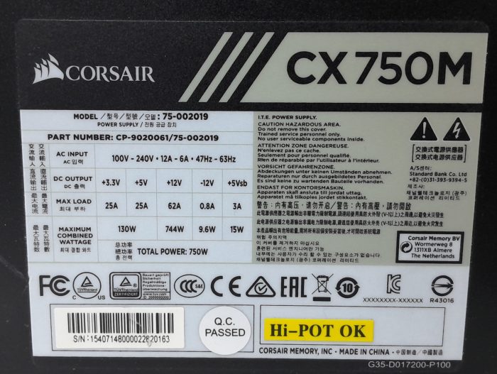 Corsair 750W Power Supply Unit CX750M - Image 3
