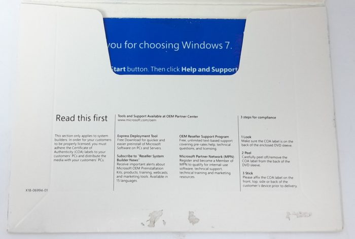 Microsoft OEM System Builder License FQC-08289 - Image 5