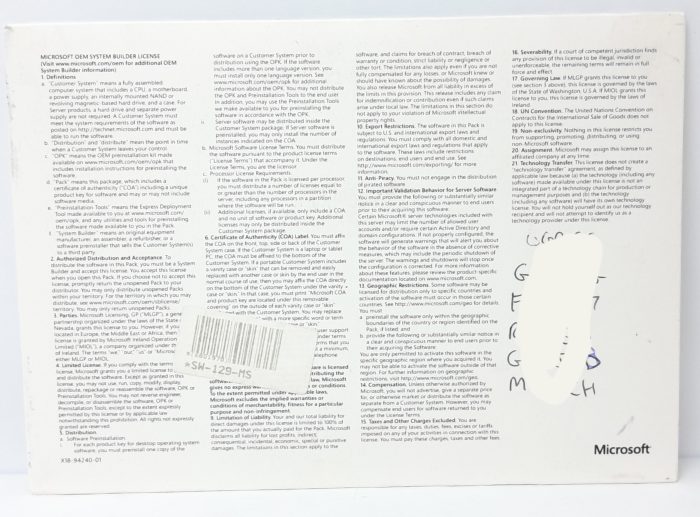 Microsoft OEM System Builder License FQC-08289 - Image 4