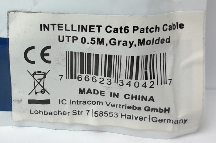 Intellinet Cat6 Cable UTP 0.5 GRAY Molded - Joblot x3 - Image 3