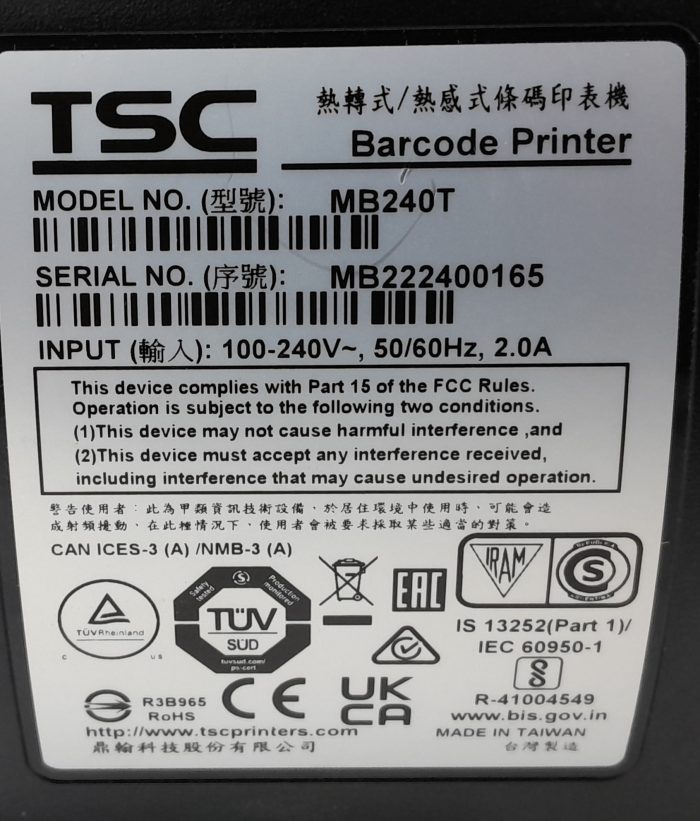 TSC Barcode Printer MB240T - Image 3