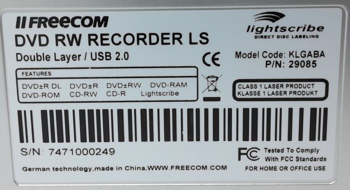 Freecom DVD RW Recorder LS KLGABA - Image 3