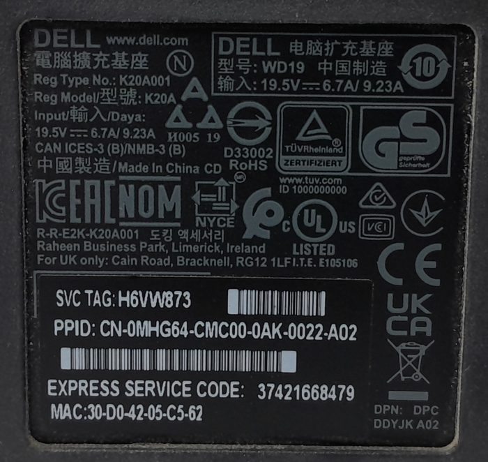 Dell Docking Station WD19 K20A - Image 6