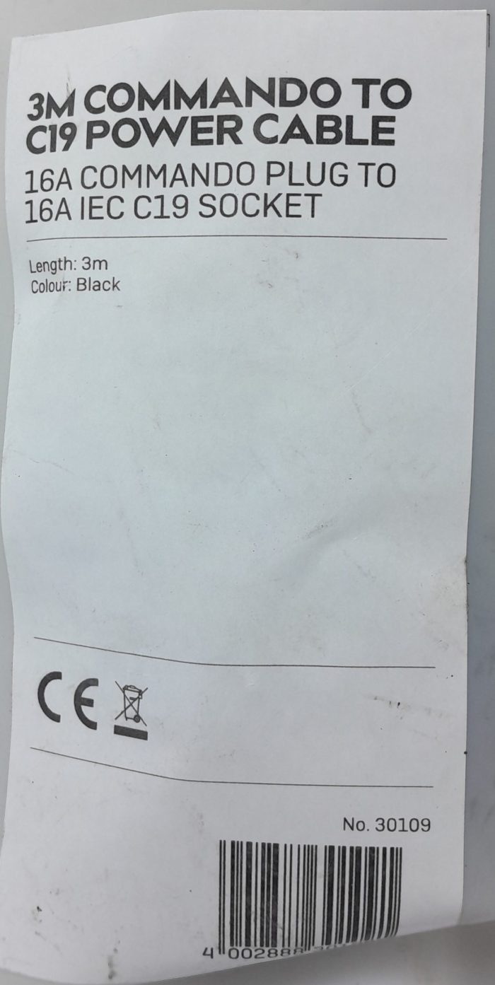 Lindy 3M Commando to C19 Power Cable 30109 - Image 3