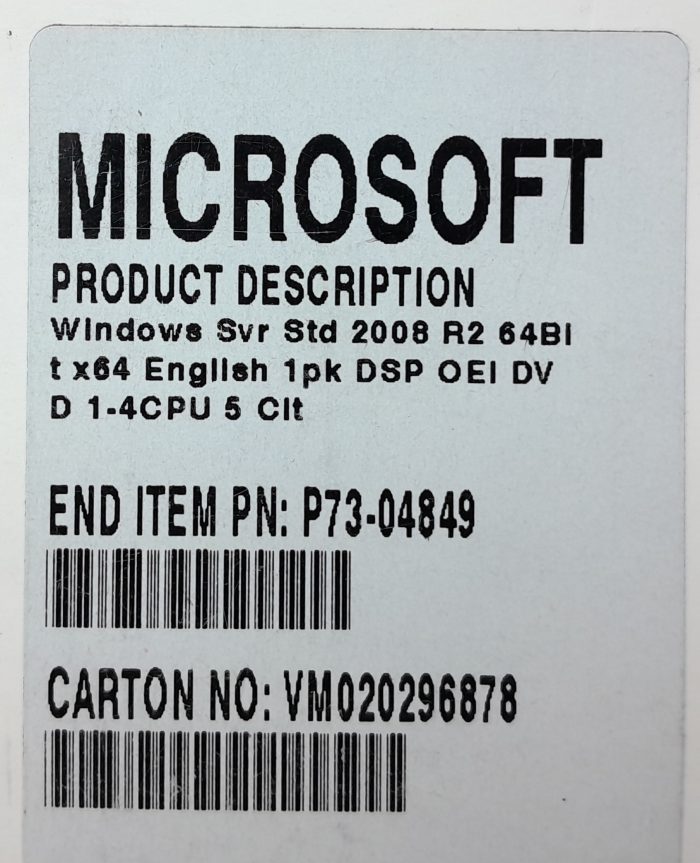 Microsoft Windows Server Standard 2008 R2 X14-34443-08 - Image 7