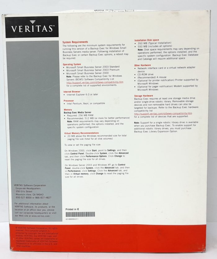 Veritas Backup Execs 10.0 42-000209-011 - Image 3