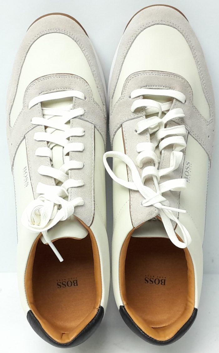Hugo Boss Men's White Leather Suede Sneakers Size 12 - Image 2