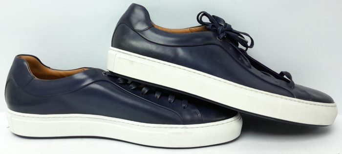 Hugo Boss Blue Leather Lace Up Size 12 Tennis Sneakers Mirage - Image 3