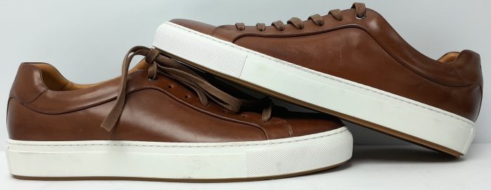 Hugo Boss Brown Leather Lace Up Size 12 Tennis Sneakers Mirage - Image 3