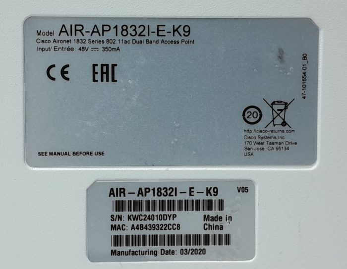 Cisco Dual Band Access Point AIR-AP1832I-E-K9 VO5 - Image 7