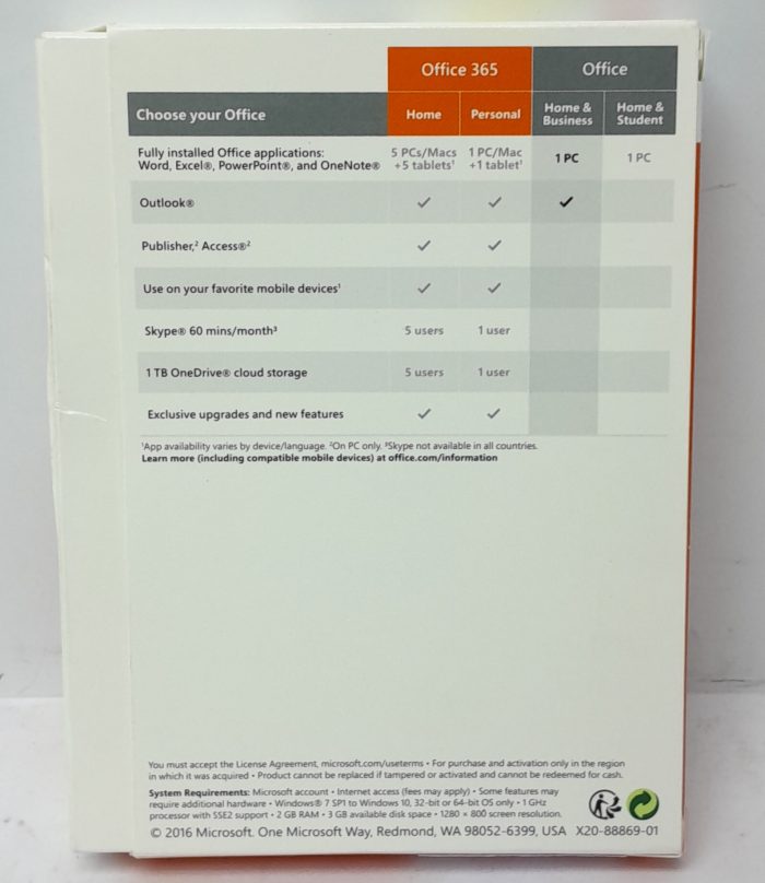 Microsoft Office Software H&B 2016 X20-88869-01 - Image 3