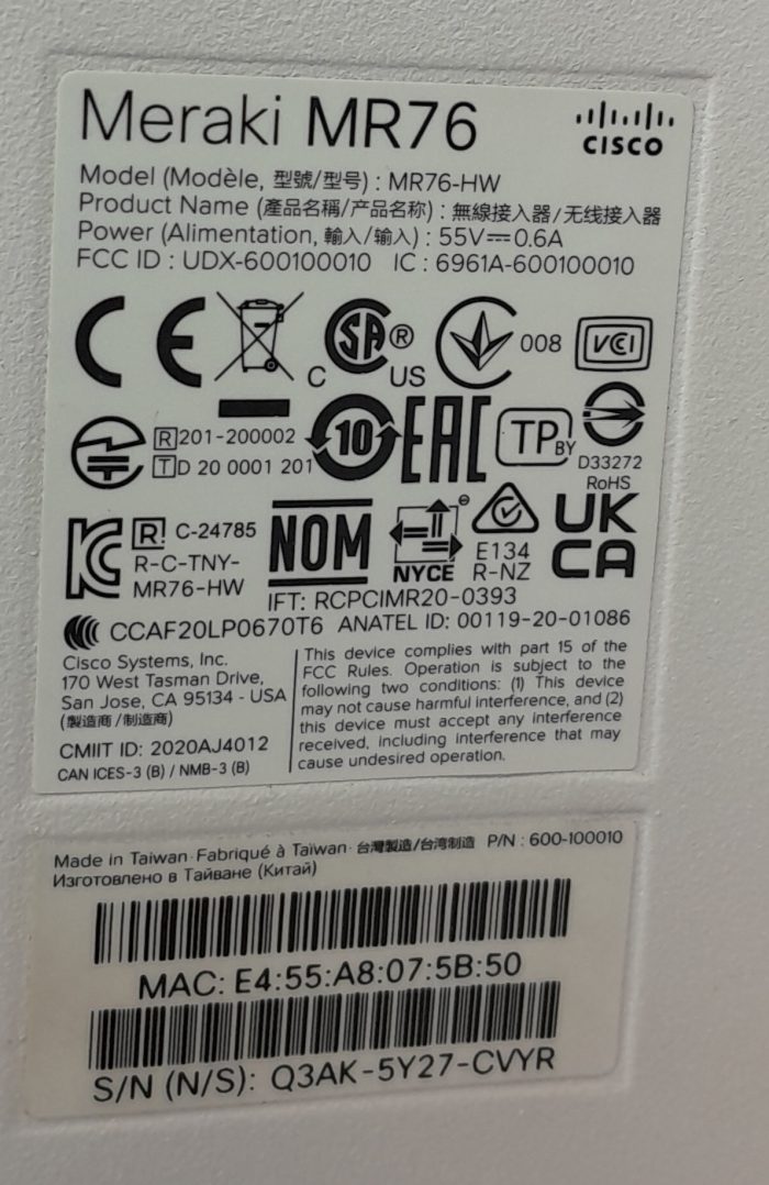 Cisco PoE Wireless Access Point Meraki MR76 MR76-HW - Image 8