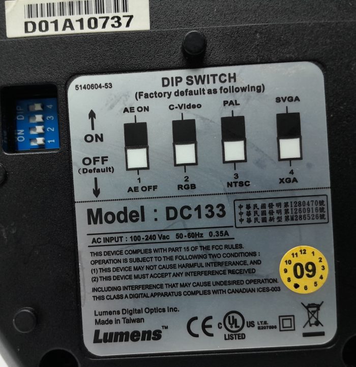 Lumens Document Digital Zoom Camera Visual Presenter DC133 - Image 7