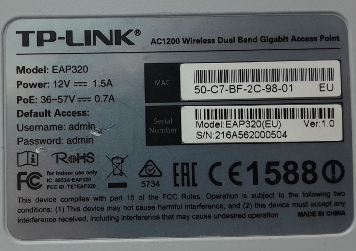 Tp-link AC1200 Wireless Dual Band Gigabit Access Point EAP320 - Image 3