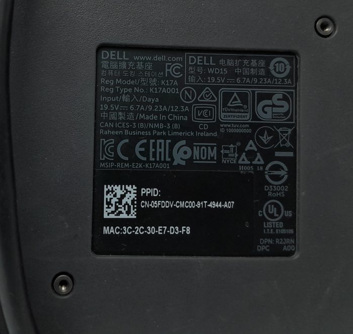 Dell Docking Station WD15 K17A - Image 3