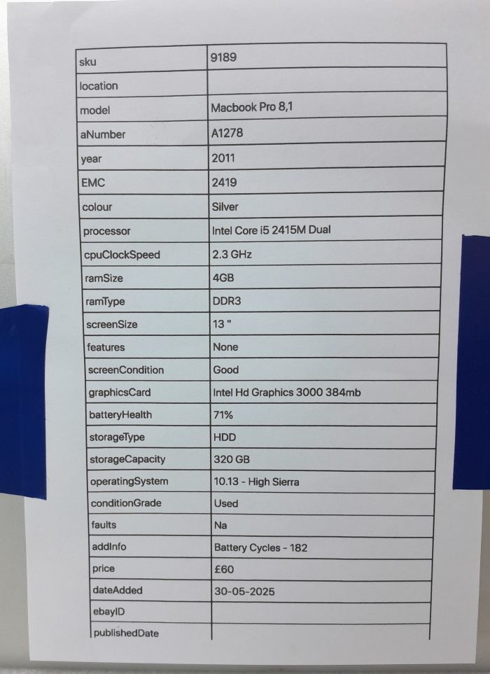Macbook Pro 8,1