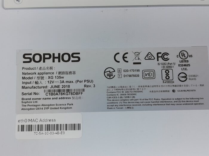 Sophos Xg 135w Rev3