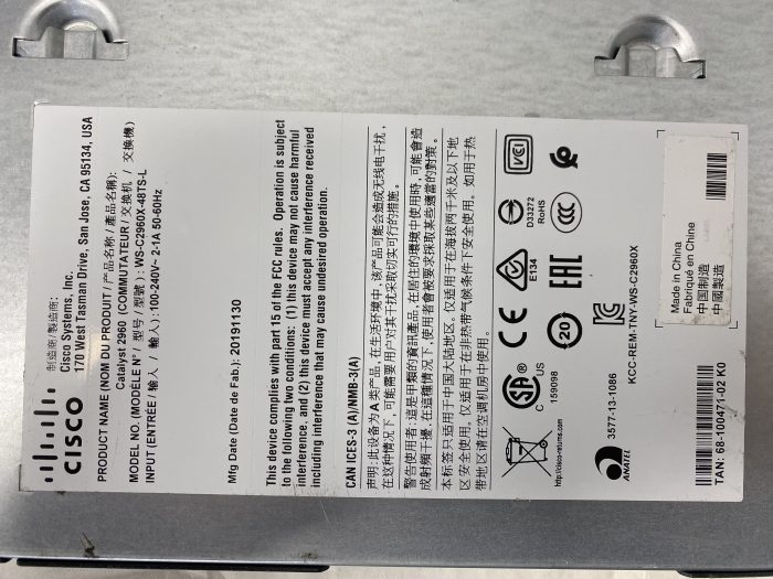 Cisco Ws-c2960-x-48ts-l