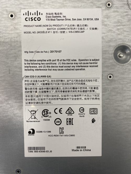 Cisco Wsc3850-24p-s-v07