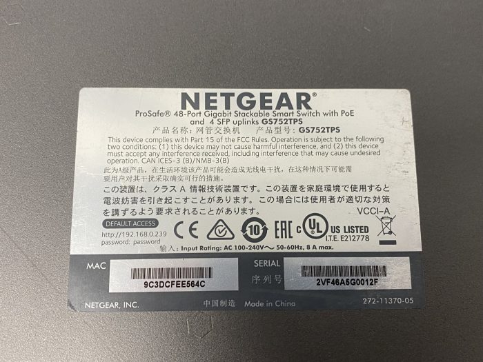 Netgear Gs752tps