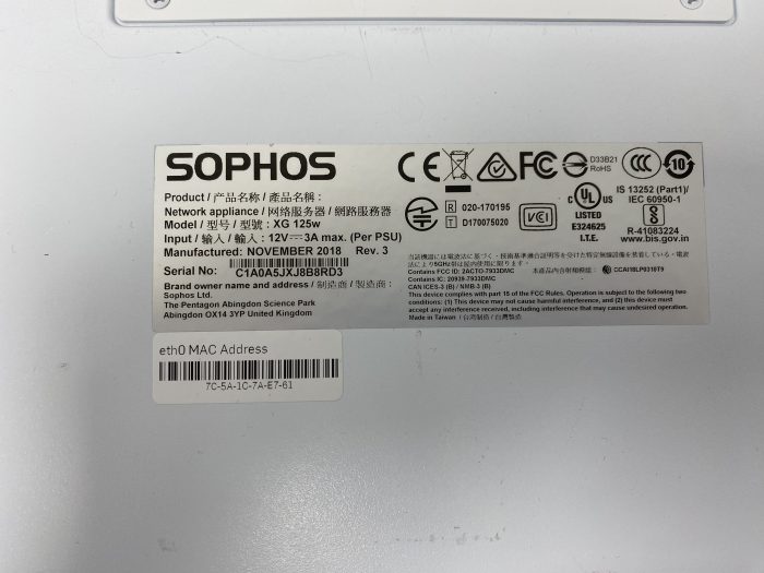 Sophos Xg 125w Rev 3