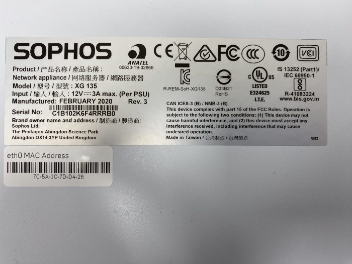 Sophos Xg 135