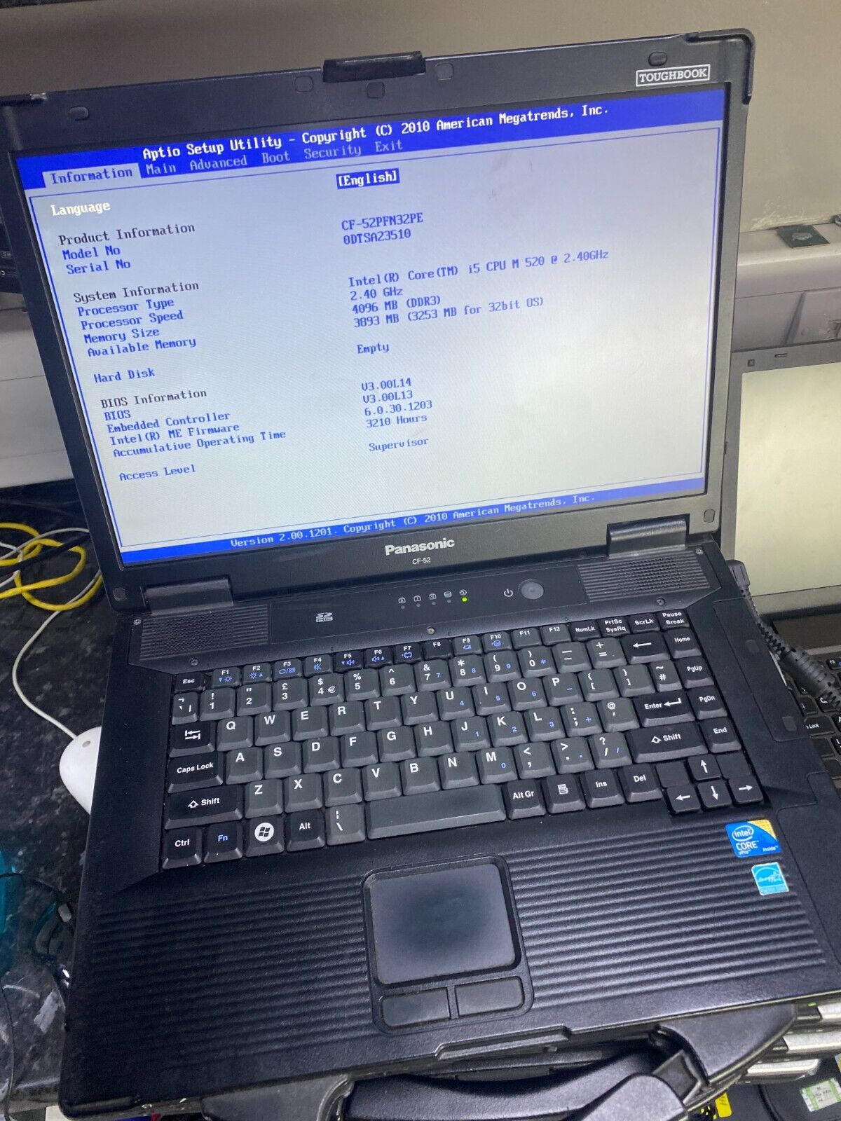 Panasonic-Toughbook-CF-52-4GB-RAM-DVD-CF-52PFN32PE-FOR-PARTS-BUT-WORKS-304904448452 Panasonic Toughbook CF-52 4GB RAM DVD CF-52PFN32PE FOR PARTS BUT WORKS - Image 1