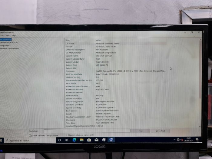 Acer Aspire XC-603 Desktop Celeron 4GB RAM 500GB HDD - Image 7