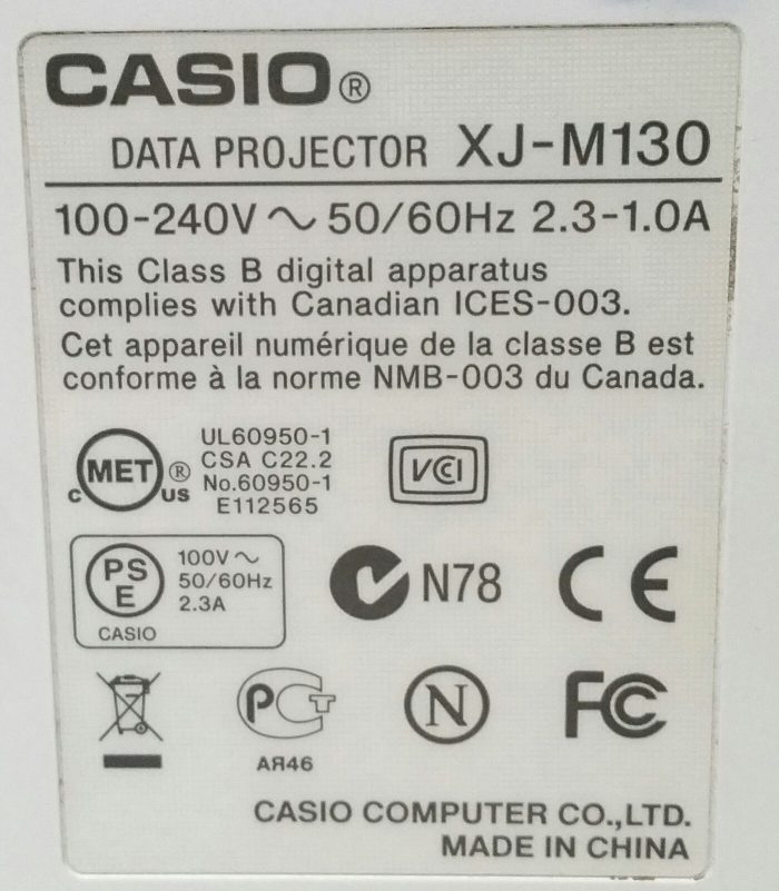 Casio XJ-M130 Data Projector with 5688 Lamp Hours Used - Image 4