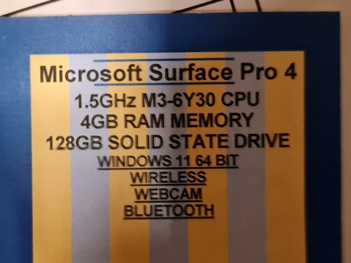 Microsoft Surface Pro 4 1724 M3-6Y30 CPU 4GB Ram 128GB SSD Windows 11 - Image 3